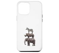 Stacked Safari Animals Elephant Rhino Zebra Funny Wildlife Case for iPhone 12 Pro Max