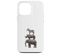 Stacked Safari Animals Elephant Rhino Zebra Funny Wildlife Case for iPhone 13 Pro Max