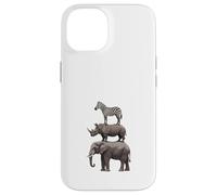 Stacked Safari Animals Elephant Rhino Zebra Funny Wildlife Case for iPhone 14