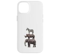 Stacked Safari Animals Elephant Rhino Zebra Funny Wildlife Case for iPhone 14 Plus