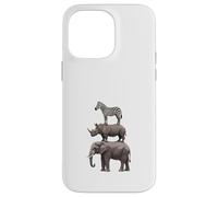 Stacked Safari Animals Elephant Rhino Zebra Funny Wildlife Case for iPhone 14 Pro Max