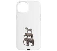 Stacked Safari Animals Elephant Rhino Zebra Funny Wildlife Case for iPhone 15 Plus