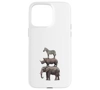 Stacked Safari Animals Elephant Rhino Zebra Funny Wildlife Case for iPhone 15 Pro Max