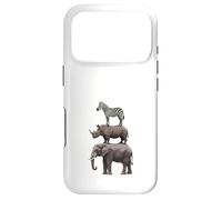 Stacked Safari Animals Elephant Rhino Zebra Funny Wildlife Case for iPhone 17 Pro