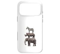 Stacked Safari Animals Elephant Rhino Zebra Funny Wildlife Case for iPhone 17 Pro Max