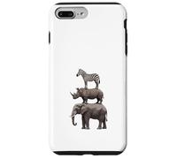 Stacked Safari Animals Elephant Rhino Zebra Funny Wildlife Case for iPhone 7 Plus/8 Plus
