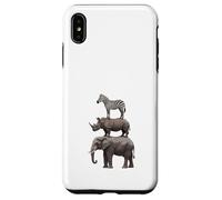 Stacked Safari Animals Elephant Rhino Zebra Funny Wildlife Case for iPhone XS Max