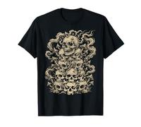 Stacked Skulls Mushroom Gothic Vintage Art T-Shirt