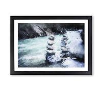 Stacked Stone Rock Framed Print | A2 Black Framed Wall Art | Ready to Hang | Modern Nature Picture | Living Room Bedroom Lounge Office