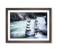 Stacked Stone Rock Modern Art Framed Print | A3 Walnut Framed Wall Art | Ready to Hang | Modern Nature Picture | Living Room Bedroom Lounge Office