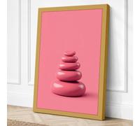 Stacked Stones in Pink Canvas Wall Art Print 18x12 Inch (46 x 30 cm)