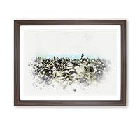 Stacked Stones In Spain In Abstract Modern Art Framed Print | A2 Walnut Framed Wall Art | Ready to Hang | Abstract Fantasy Picture | Living Room Bedroom Lounge Office