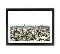 Stacked Stones In Spain Painting Modern Art Framed Print | A3 Black Framed Wall Art | Ready to Hang | Modern Historical Picture | Living Room Bedroom Lounge Office