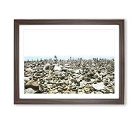 Stacked Stones In Spain Painting Modern Art Framed Print | A4 Walnut Framed Wall Art | Ready to Hang | Modern Historical Picture | Living Room Bedroom Lounge Office