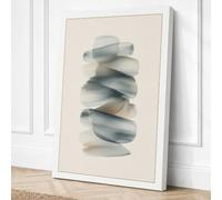 Stacked Whispers Minimalist Canvas Wall Art Print 24x16 Inch | White