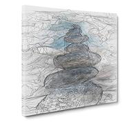 Stacked Zen Stones Canvas Print | Gallery Wrapped 30mm Frame Wall Art | 14x14 inches | Ready to Hang | Modern Picture | Living Room Bedroom Lounge Office