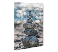 Stacked Zen Stones Canvas Print | Gallery Wrapped 30mm Frame Wall Art | 30x20 inches | Ready to Hang | Modern Picture | Living Room Bedroom Lounge Office