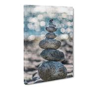 Stacked Zen Stones Canvas Print | Gallery Wrapped 30mm Frame Wall Art | 30x20 inches | Ready to Hang | Modern Picture | Living Room Bedroom Lounge Office