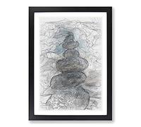 Stacked Zen Stones in Abstract Framed Print | A2 Black Framed Wall Art | Ready to Hang | Abstract Fantasy Picture | Living Room Bedroom Lounge Office