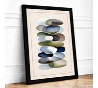 Stacked Zen Stones Minimalist Framed Wall Art Print A1 (84.1×59.4cm) Black, Wall Decor for Living Room, Bedroom, Office & Home, Ready to Hang, Art Gift