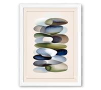 Stacked Zen Stones Minimalist Framed Wall Art Print A1 (84.1×59.4cm) White, Wall Decor for Living Room, Bedroom, Office & Home, Ready to Hang, Art Gift