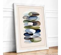 Stacked Zen Stones Minimalist Framed Wall Art Print A3 (42×29.7cm) White, Wall Decor for Living Room, Bedroom, Office & Home, Ready to Hang, Art Gift