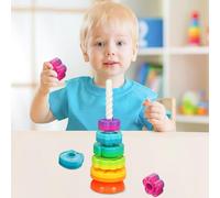 Stacker - PP 35.8x13.3x7.9cm | Rainbow Ring Stacker Toy | Stacking Toy | Spin Stack Toys For Kids | Spinnings Toyy Educational Rainbow Spinnings Toys For Home School