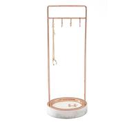 Stackers - 8 Hook Rose Gold Jewellery Hanger with Marble Finish Base