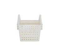 Stacking Basket - Multifunctional Storage Baskets - Made Of Plastic - Sturdy & Durable - Woven Design- Semi Open Front - Easy To Stack - Set Of 3 - 18CM - cream