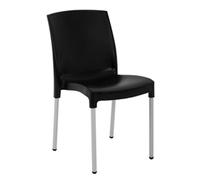 Bolero Stacking Bistro Side Chairs - Black Aluminium & Plastic - Pack of 4
