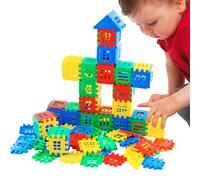 Stacking Blocks - Interlocking Toy Set, STEM Skill Builder | Portable Brain Development System, Vibrant Tactile Puzzle Assortment, Hands-On Motor Activity Tool For Preschool Playroom Entertainment