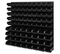 Stacking Boxes, Wall Shelf, 772 x 780 mm, Storage System, Viewing Storage Boxes, Bulk Shelf, Wall Plates, Pack of 82, Black Boxes