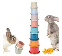 Stacking Bunny Cups - 8 Pcs PP Multicolored Toy, Foraging Play Chew Set | Perfect for Small Animals Hedgehog Rabbit Feeding Training Enrichment Mealtime Entertainment Learning Interactive Fun