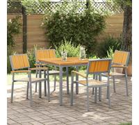 Stacking Chair 4pc Grey Solid Acacia Wood Outdoor Patio 56x57x87cm Stackable Set