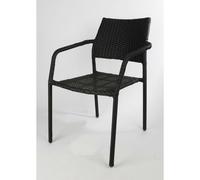 Stacking Chair Garden Chair Outdoor 55x82x56cm Seat Terrace Black Metal Frame