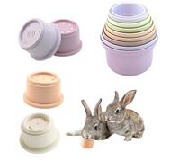 Stacking Cups - 8pcs Rabbit Stacking Cups | Bunny Toys | Tiered Bowls For Rabbits | Multi Purpose Tiered Toys | Water And Food Dispenser Accessories | Nesting Piling Pots For Home Pet