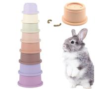 Stacking Cups for Small Animal 28.8x8.3cm - 8Pcs Nesting Rabbit Toys | Multi-Color Snack Cū Ƒor Rabbits Hamsters Smaĺl Pets | Stackable Bunny Tõys for Food Hiding & Play | Reusable Stimulation Toy