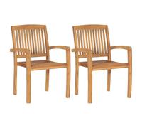 Stacking Garden Dining Chairs 2 pcs Solid Teak Wood