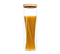 Stacking Glass Storage Jar Kitchen Cannister Transparent Cork Lid Bamboo 1700 ml