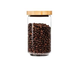 Stacking Glass Storage Jar Kitchen Cannister Transparent Cork Lid Bamboo 750 ml