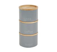 Stacking Metal Canisters Tea Coffee and Sugar Space Saving Stackable Canisters with Wooden Lids