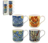 Stacking Mugs 4 Set Van Gogh Flowers Floral Mug Vintage Cups Stackable Assorted