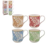 Stacking Mugs Set of 4 Ceramic Cup Coffee Fine China Meadow Floral Flower Design