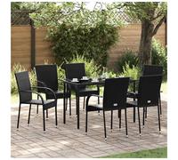 Stacking Outdoor Dining Chair Black PE Rattan Powder-Coated Steel 55.5x53.5x95cm