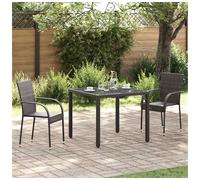 Stacking Outdoor Dining Chairs Brown PE Rattan Steel Frame 55.5x53.5x95cm (2pc)