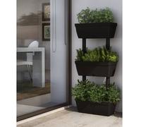 Stacking Planter 100 cm Anthracite TPR 3-Tier Balcony Garden Boxes w/ reservoir