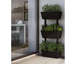 Stacking Planter 100 cm Anthracite TPR 3-Tier Balcony Garden Boxes w/ reservoir