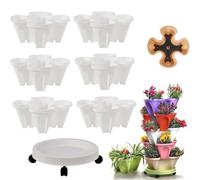 Stacking Pots for Vertical Gardening - 3-Tier Strawberry Planter Trio, Pack of 6 Planters for Herbs, Flowers, Vegetables, Indoor and Outdoor Use