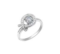 Stacking Ring, Ring Women Ribbon with 0.3Ct Round Diamond 18K White Gold Size I 1/2