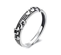 Stacking Rings for Women S925 Sterling Silver Musical Note Five-line Music Score Ring Trendy Dainty Fashion Party